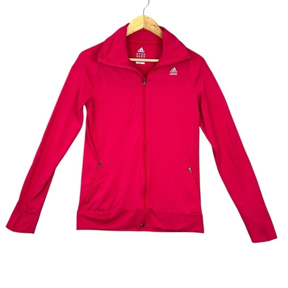 Tops - Adidas Climalite Jacket Womens Medium Pink Utility Warm Up Track Jacket Full Zip